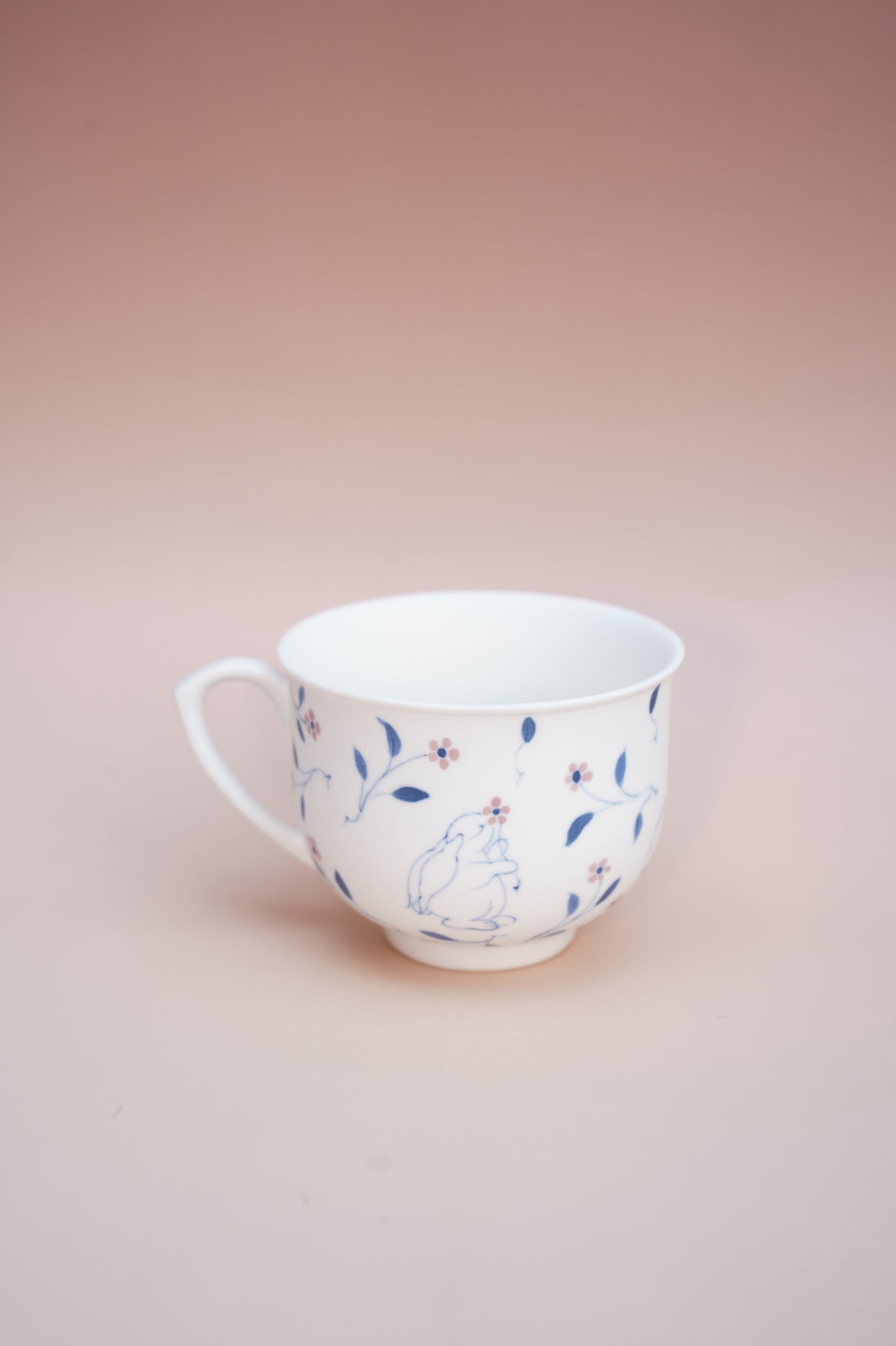 Rabbit and Floral Theme Handmade Cup, Handmade, Hand pained, Ceramic Cup, Tea Lovers, Holiday Gift, Kitchen Gift, Housewarming Gift