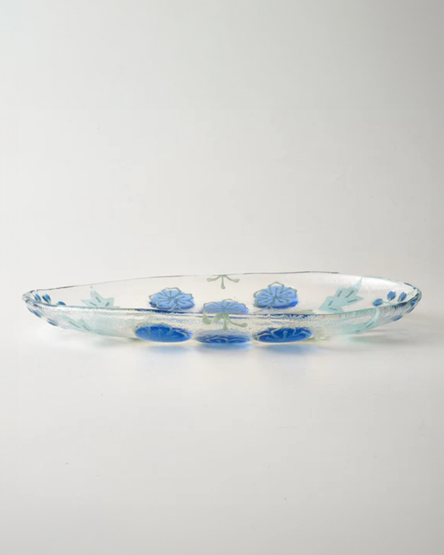 Blue Flower Glass Plate