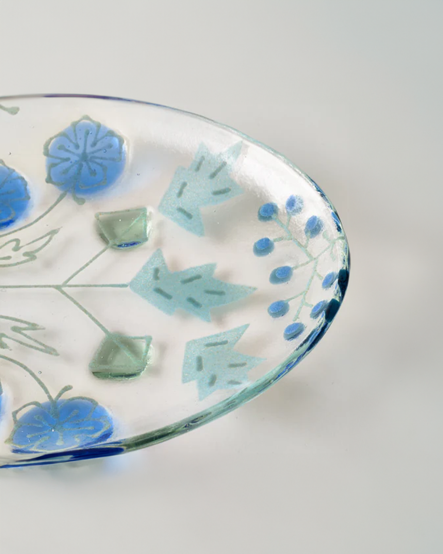 Blue Flower Glass Plate